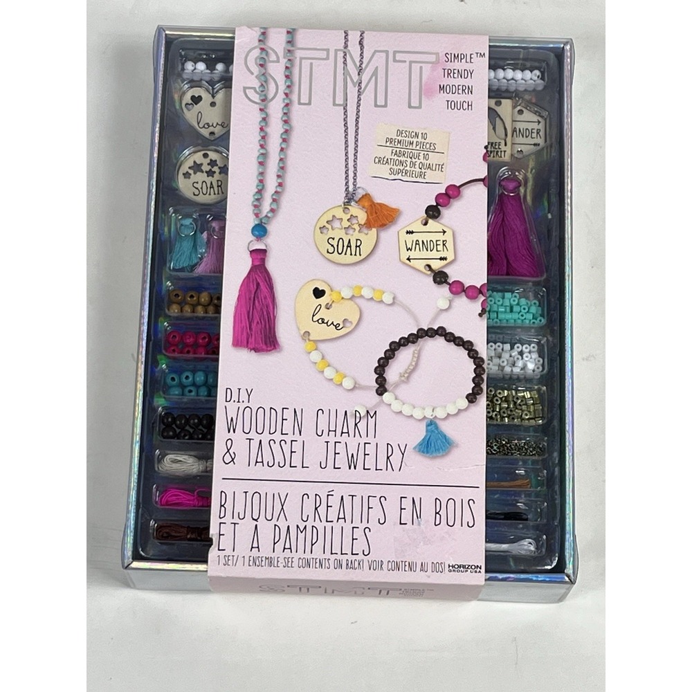 STMT D.I.Y. Wooden Charm & Tassel Jewelry Making Kit for Teens Brand New Craft